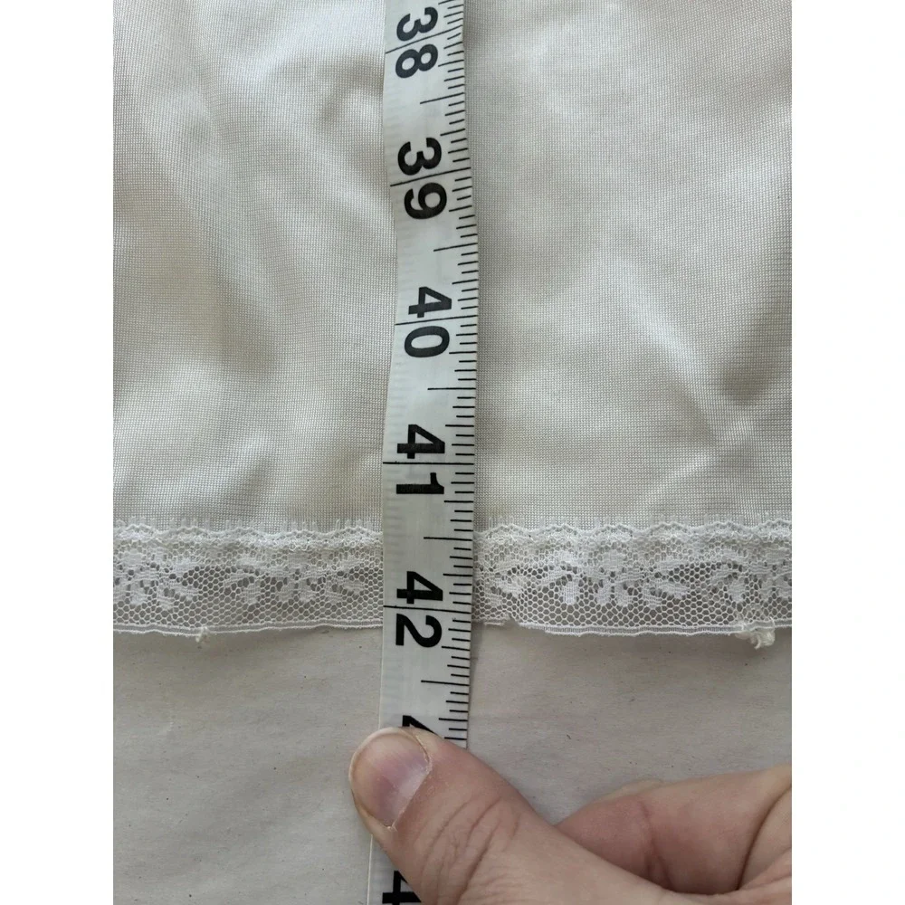 Vintage Lorraine Full Slip Dress Women's Nylon Lace White Size 36 Made In USA‎